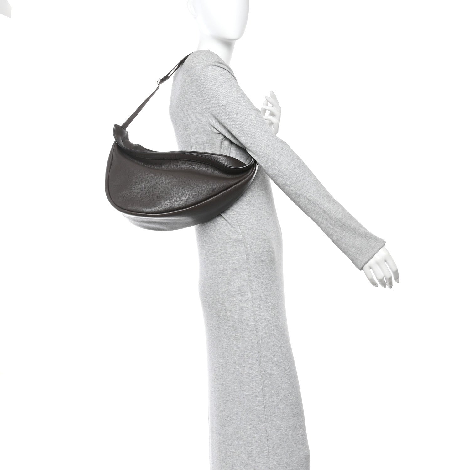 Grained Calfskin Large Slouchy Banana Bag Brunette