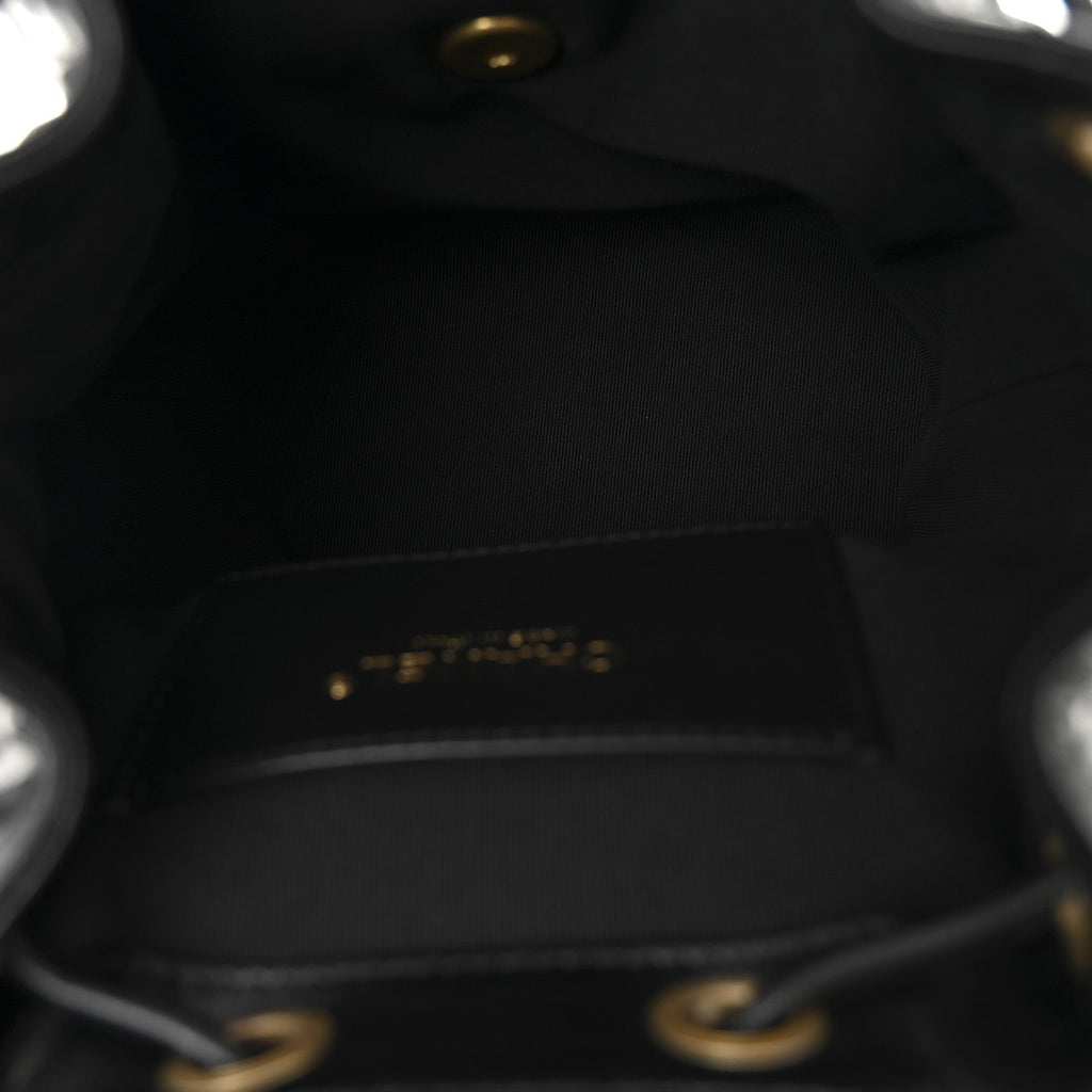 Lambskin Quilted Logo Mini Backpack Black