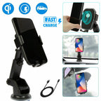 Qi Wireless Fast Charging Car Charger Mount Holder Stand 2 in 1 For Cell Phone
