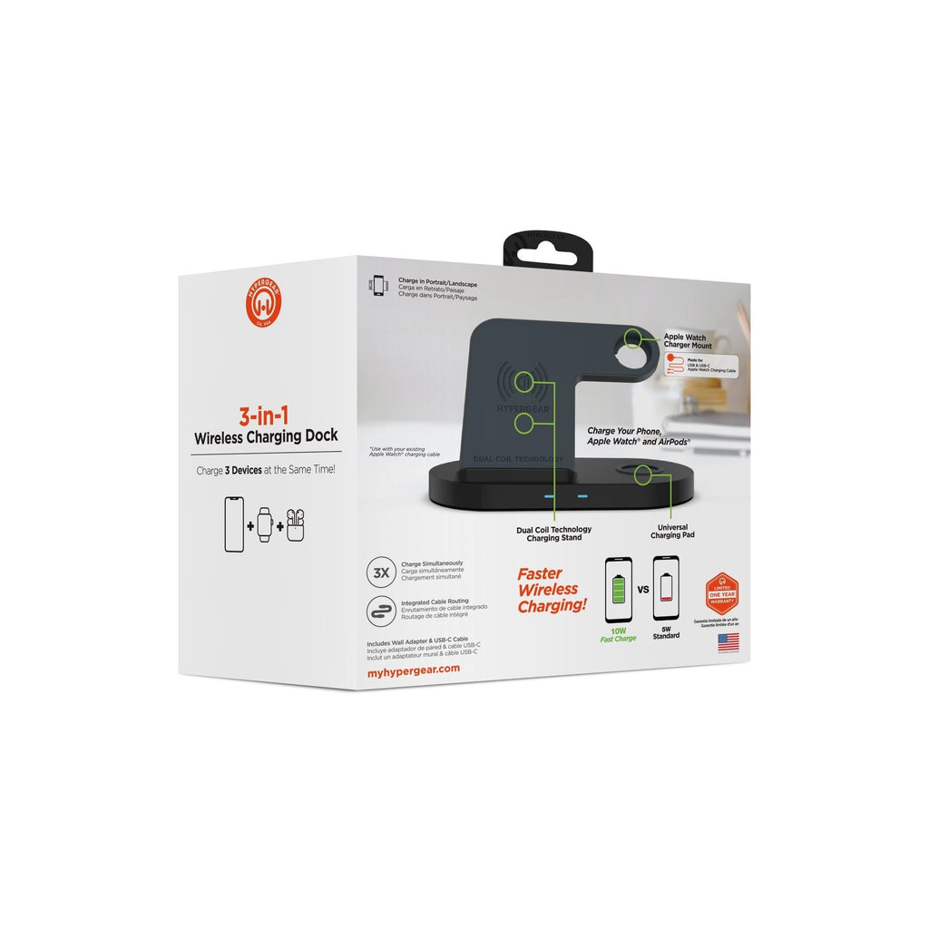 3-in-1 Wireless Charging Dock Black