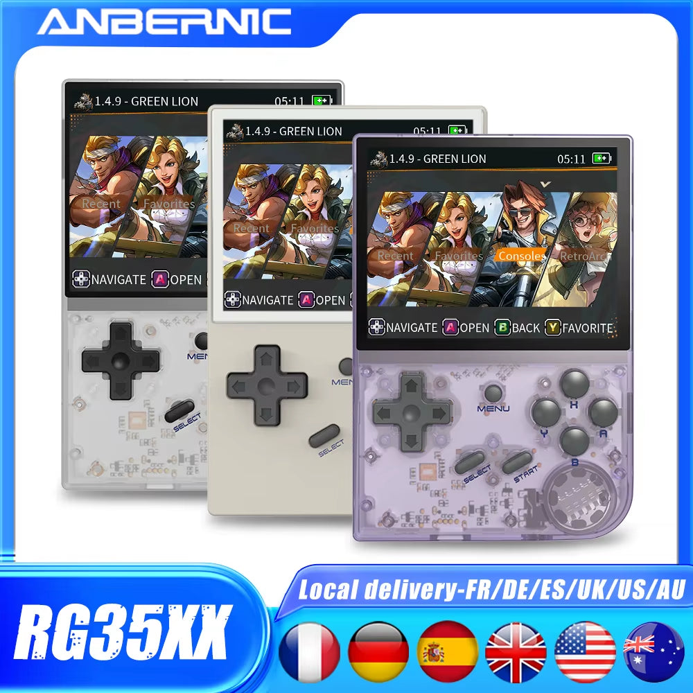 RG35XX Retro Handheld Game Player Built-In 64G TF 6000+ Classic Games Linux Garlicos Portable for Travel Kids Gift