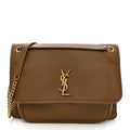 Grained Lambskin Monogram Large Niki Chain Satchel Dark Cork