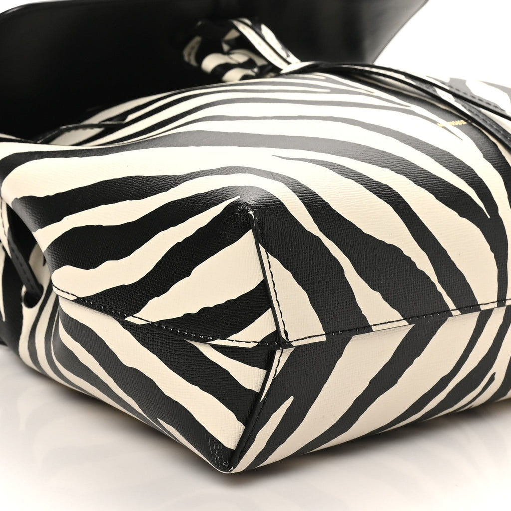 Saffiano Zebra Print Mini Lady Bag Black White