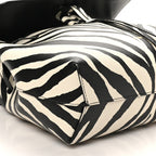 Saffiano Zebra Print Mini Lady Bag Black White
