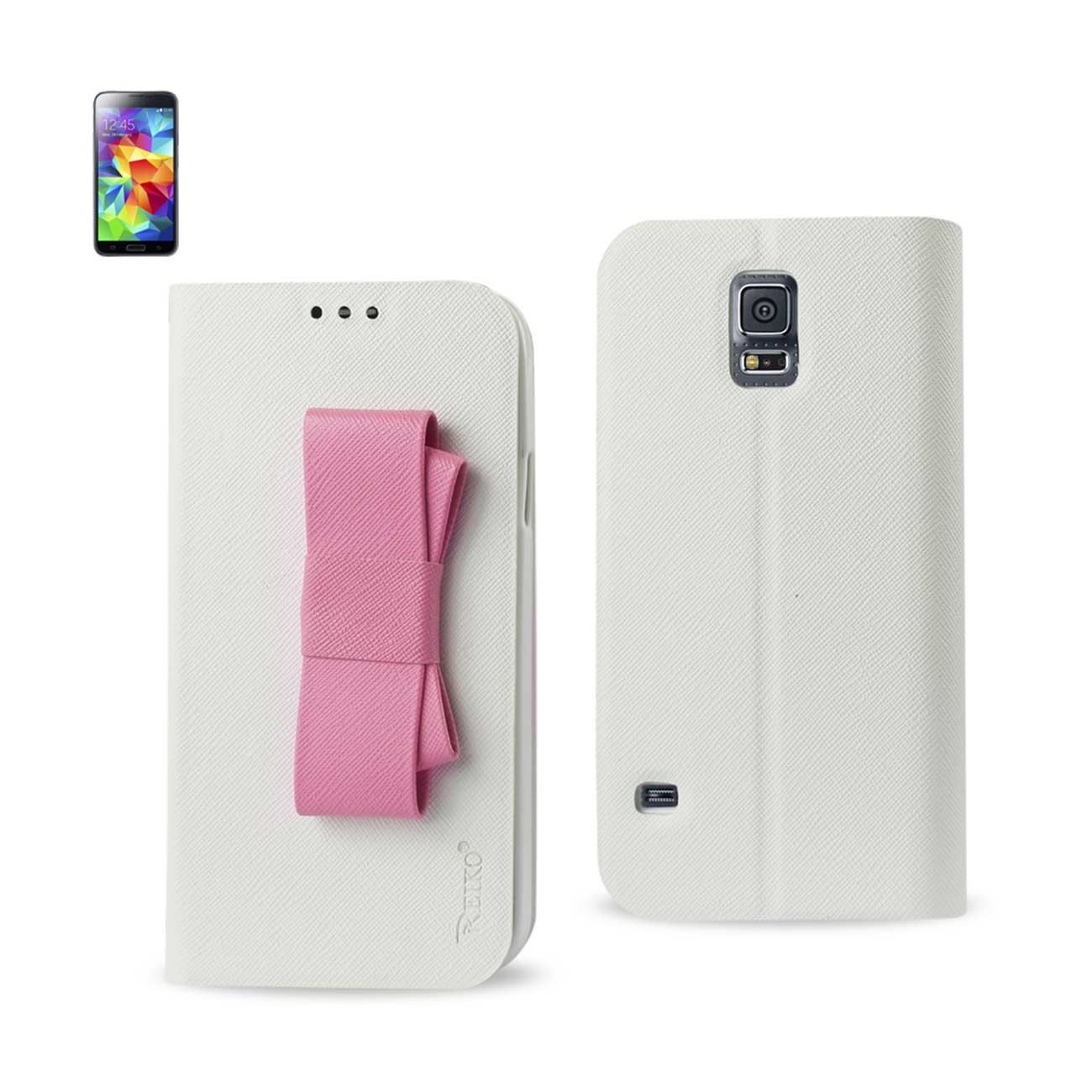 Reiko Samsung Galaxy S5 Folio Wallet Cases-White Pink