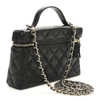 Caviar Quilted Top Handle Slim Vanity With Chain Black