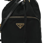 Saffiano Tessuto Nylon Mini Bucket Crossbody Bag Black
