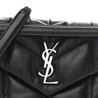 Lambskin Quilted Small Loulou Puffer Monogram Chain Satchel Black