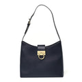Hammered Calfskin Trifolio Shoulder Bag Navy