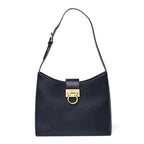 Hammered Calfskin Trifolio Shoulder Bag Navy