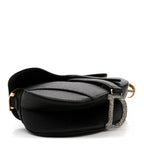 Satin Crystal Mini Saddle Bag Black