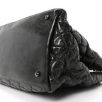 Metallic Aged Calfskin Quilted Small Chain Me Tote Dark Silver