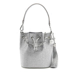 Satin Crystal Embellished Medium Piper Bucket  Silver Rhine
