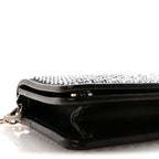 Satin Crystal Metal Triangle Logo Mini Crossbody Bag Cristal