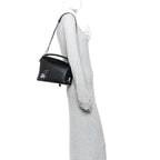 X SUNA FUJITA Satin Calfskin Small Lemur Puzzle Edge Bag Black