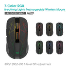 RM200 Wireless Mouse,2.4G Wireless Mouse 5 Buttons Rechargeable Mobile Optical Mouse with USB Nano Receiver,3 Adjustable DPI Levels,Colorful LED Lights for Notebook,PC,Computer-Black