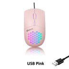 USBWired Mouse 1600 DPI RGB Backlit Mice Honeycomb Gaming Mause for Computer iPad Mac Tablet Macbook Air Laptop PC