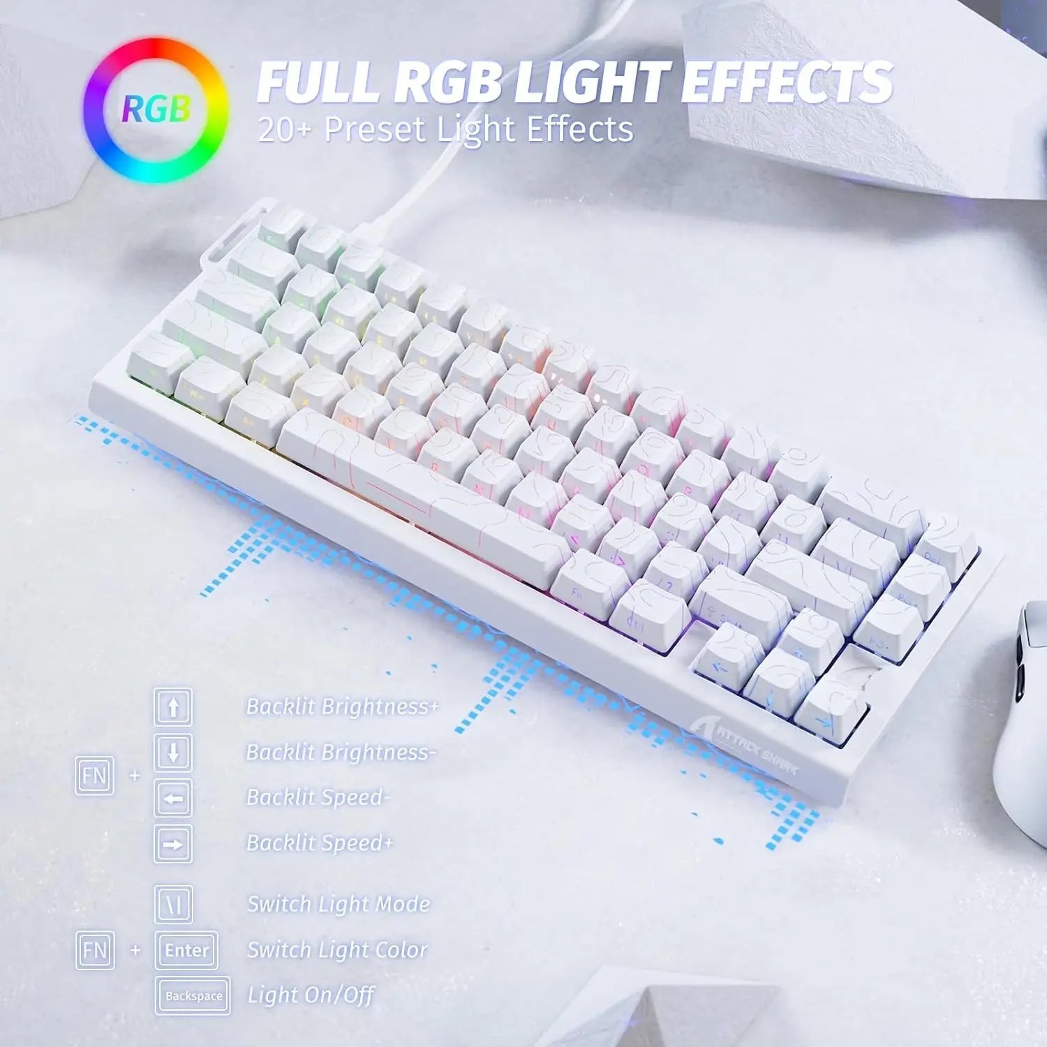 Attack Shark X68 HE Rapid Trigger 60% Wired Mechanical Gaming Keyboard with Adjustable Actuation and Hall Effect Magnetic Switch, 8KHz Response Rate - Black