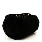 Velvet Quilted Mini Top Handle Flap Black