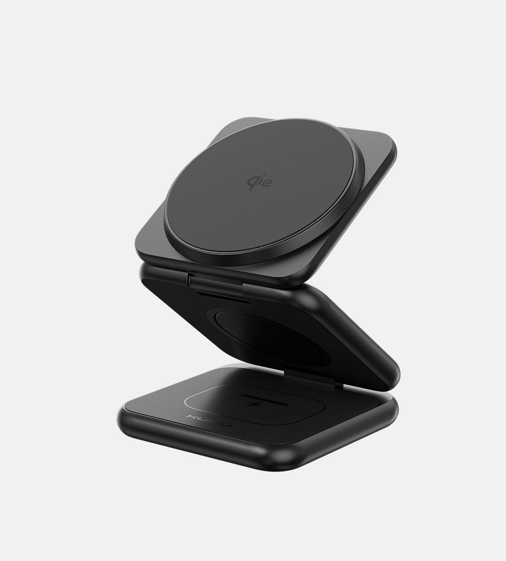 KUXIU X40Q Qi2 Certified 3-in-1 MagSafe Foldable Charging Stand - Black