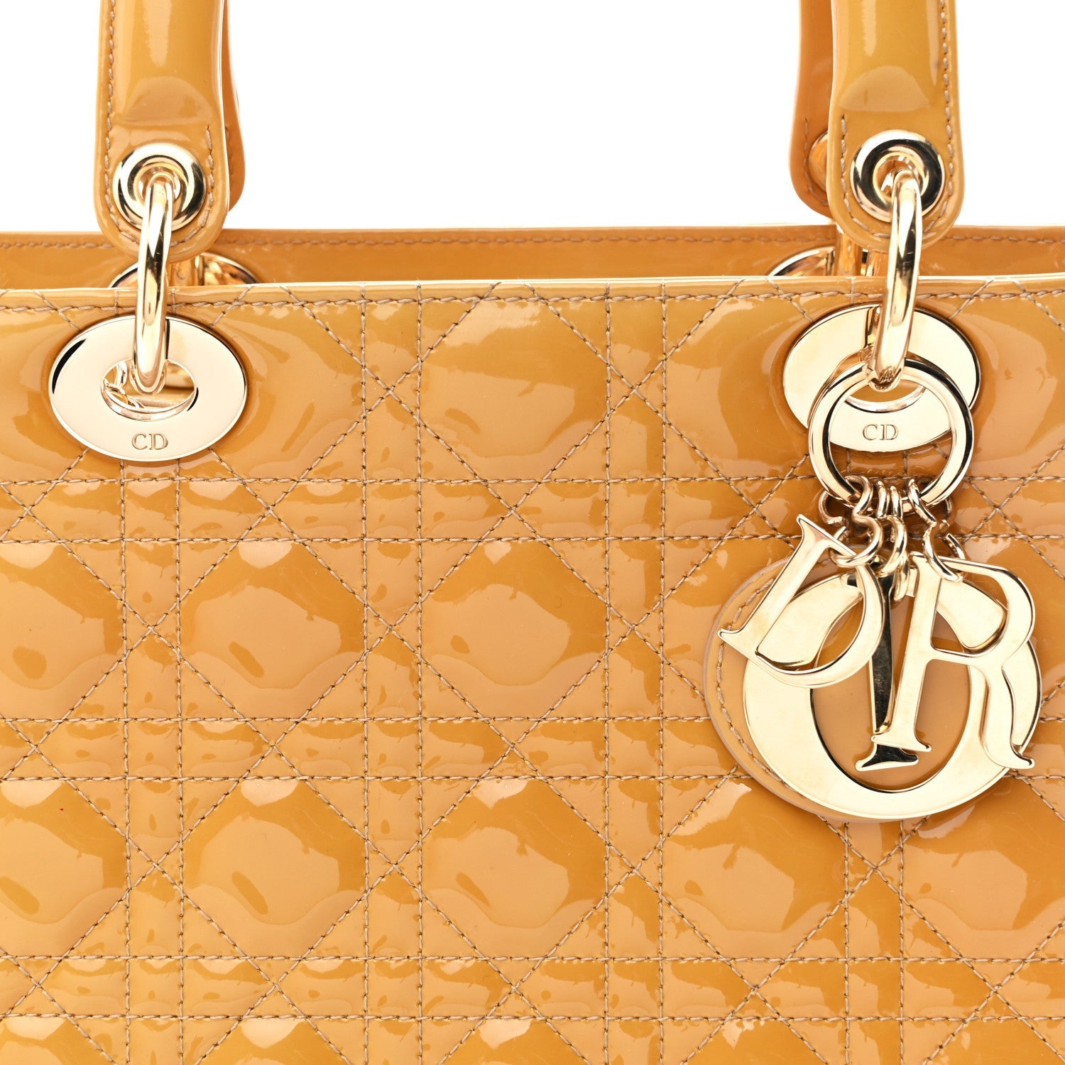 Patent Cannage Medium Lady Dior Dark Beige