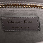 Calfskin Satin Celestial Bead Embroidery Embroidered Small Lady Dior Grey Multicolor