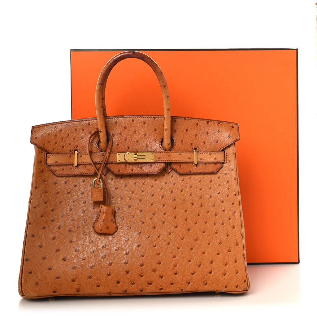 Ostrich Birkin 35 Gold