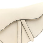 Grained Calfskin Saddle Bag White