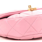 Lambskin Quilted Mini Lacquered Chain Flap Pink