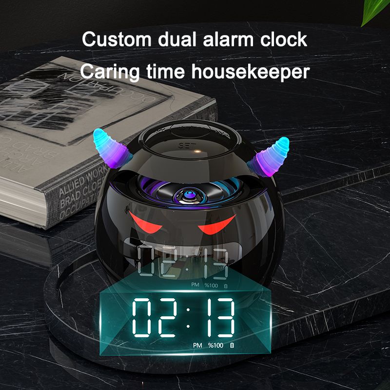 Mini 5.1 Bluetooth Speaker Audio LED Flash Bedside Alarm Clock Subwoofer Music TF Player With HD Mic Hands Free Callin