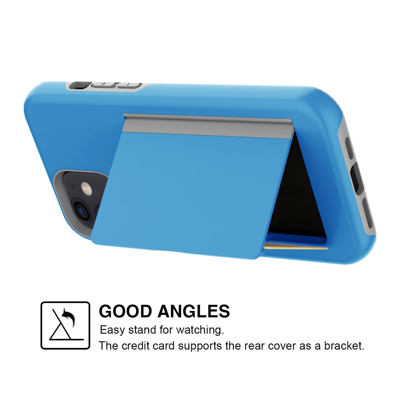 Tpu Pc Hybrid 2-In-1 Flip Card Holder Phone Case For Apple Iphone 12 Mini In Blue