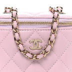 Caviar Quilted Small Vertical Coco Beauty Vanity Case With Chain Light Pink