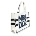 Canvas Embroidered Medium Miss Dior Graffiti Book Tote Navy White