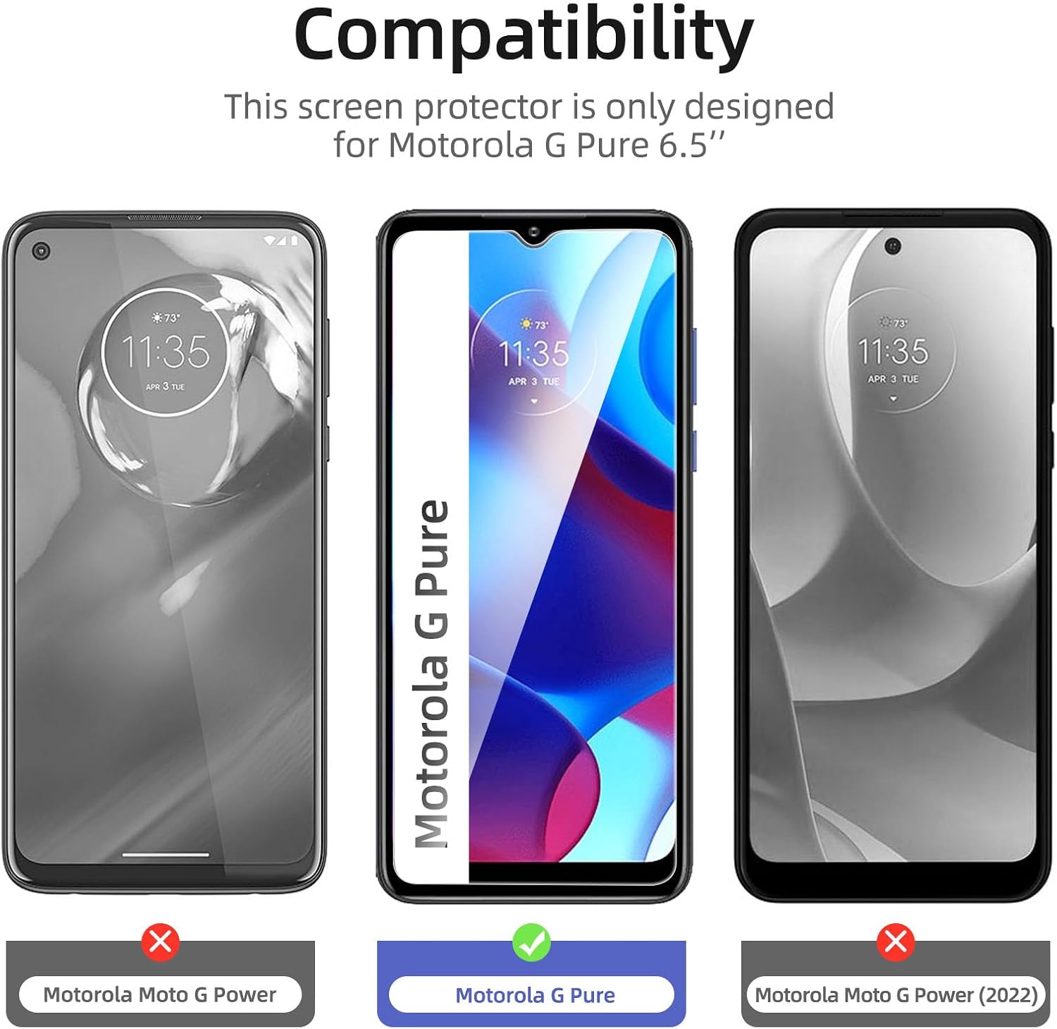 Entronix Clear Screen Protector Compatible with Moto G Pure - 2 Piece Combo