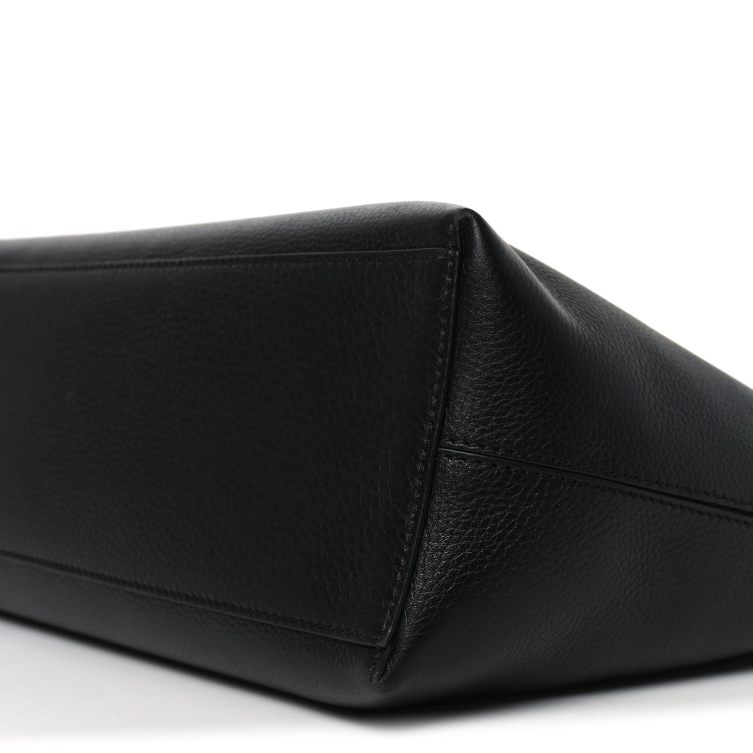 Grained Calfskin Rockstud Shoulder Tote Black