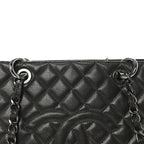 Caviar Quilted Grand Shopping Tote GST Dark Silver