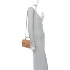 Lambskin Quilted Mini Top Handle Rectangular Flap Dark Beige
