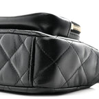 Shiny Crumpled Lambskin Quilted Mini Clutch With Chain Black