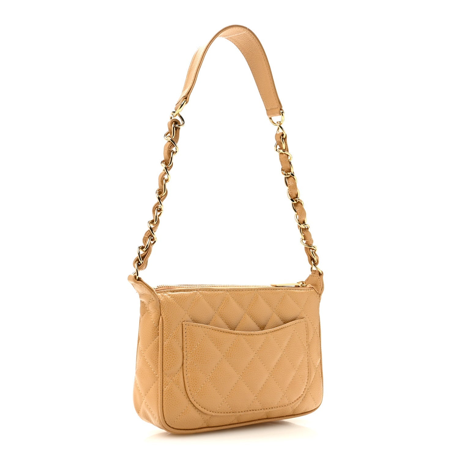 Caviar Quilted Timeless CC Shoulder Bag Beige
