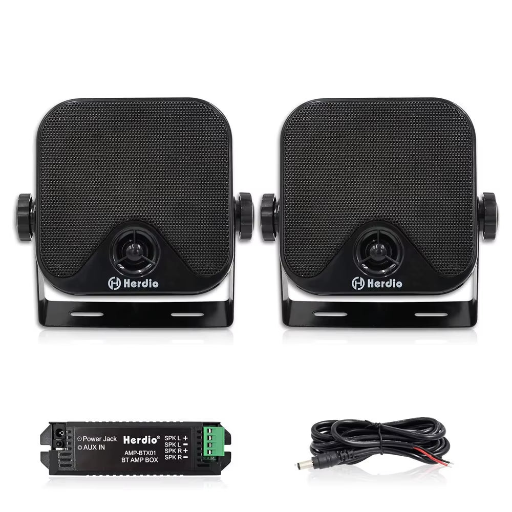 4-Inch 100W Heavy-Duty Waterproof Marine Bluetooth Speakers for Surface Mounting on Campers, Skid Steers, ATVs, UTVs, RZRs, and Golf Carts