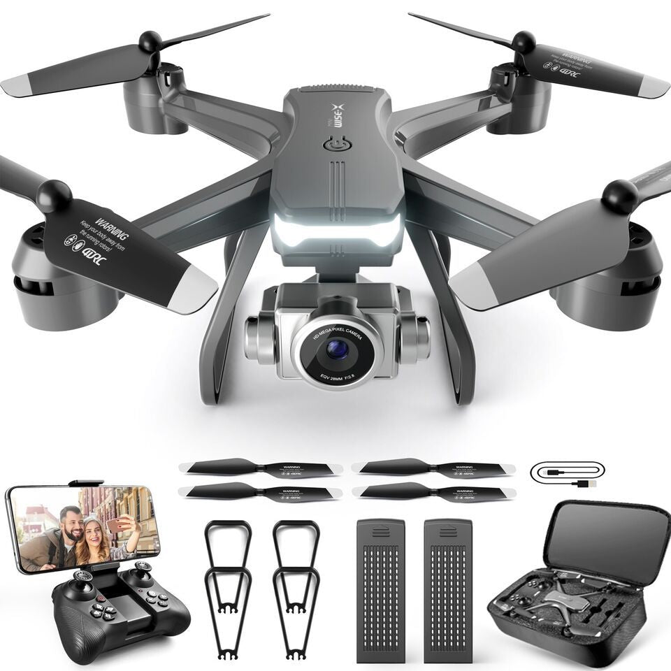4DRC V14 RC Drone WIFI FPV 4K HD Wide Angle Dual Camera Quadcopter Portable With Bag ,3 Batteries Drone For Beginner,Headless Mode,Gesture Photo - 3 Batteries