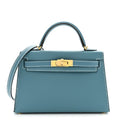 Epsom Mini Kelly Sellier 20 New Blue Jean