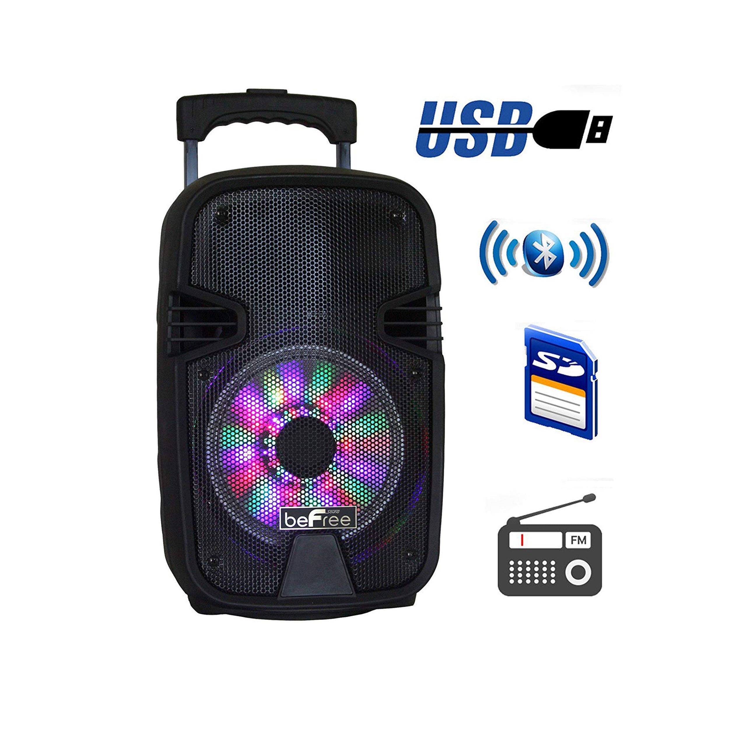 8 Inch 400 Watts Bluetooth Portable Party Speaker with USB, SD Input and Reactive Lights