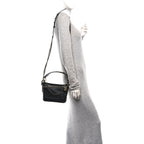 Aged Calfskin Quilted Small Gabrielle Logo Hobo Black