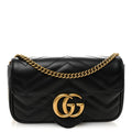 Calfskin Matelasse Super Mini GG Marmont Shoulder Bag Black