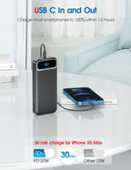12000mAh Portable Charger Power Bank With Built In Cables, 22.5W Fast Charging Power Bank External Battery Pack Compatible With Android Phone,iPhone