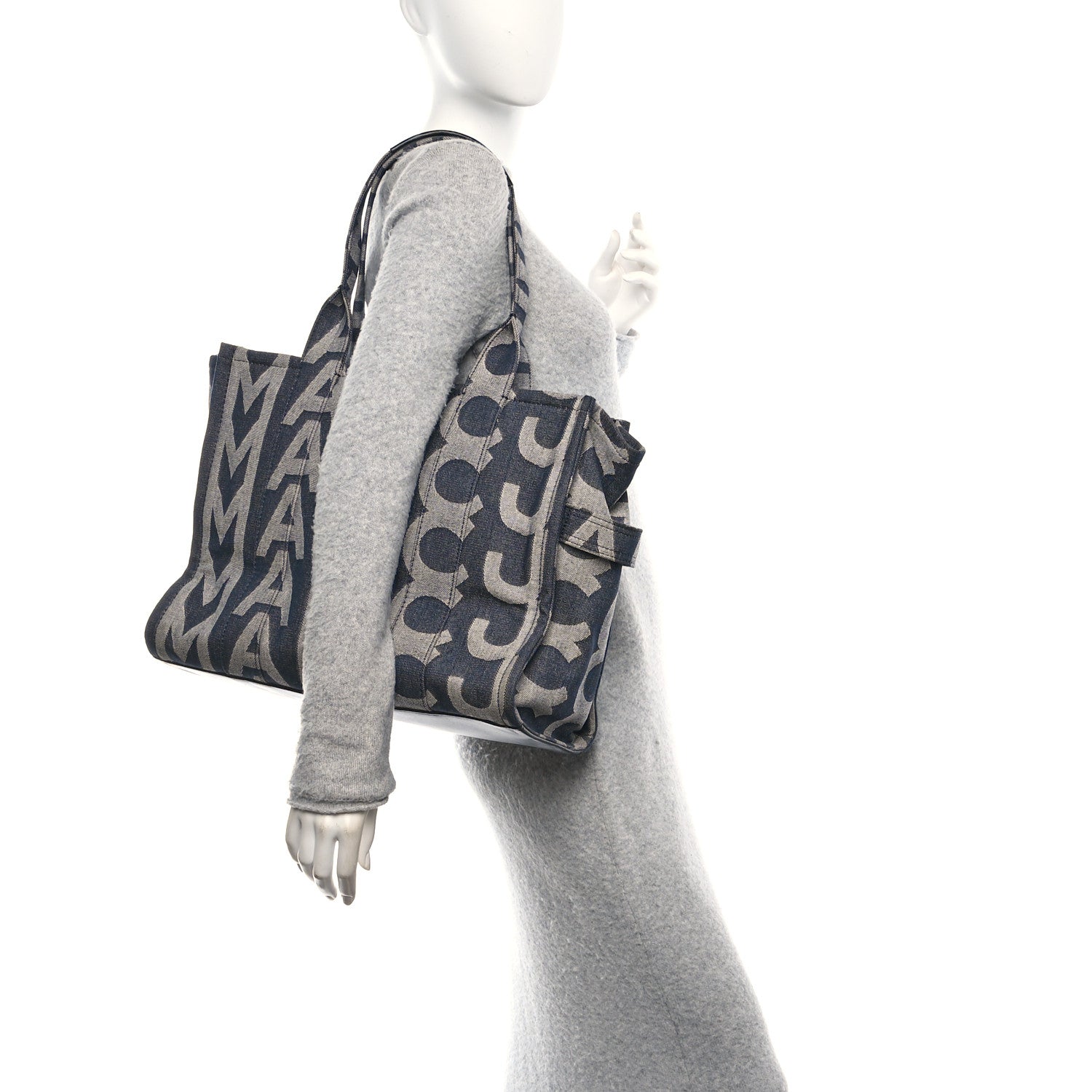 Denim Jacquard Large The Monogram Tote Bag Denim Blue