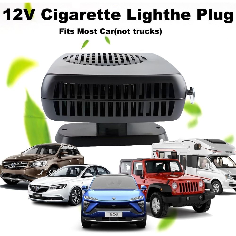 2pcs car heaters, 150W 12V portable car heater, insertable cigarette lighter, 360 ° rotatable 2-in-1 quick heating and cooling mode