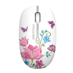 M101 Ergonomics Wireless Mouse 2.4G Cute Optical Cartoon Computer Silent Mice With USB Receiver for Laptop Kid Girl Gift Macbook - flower