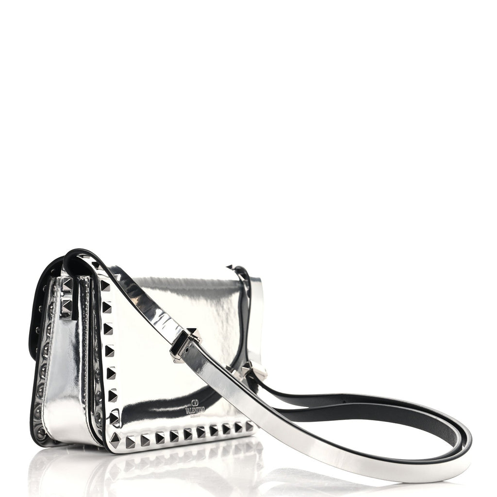 Mirror Calfskin Small Rockstud23 Shoulder Bag Silver
